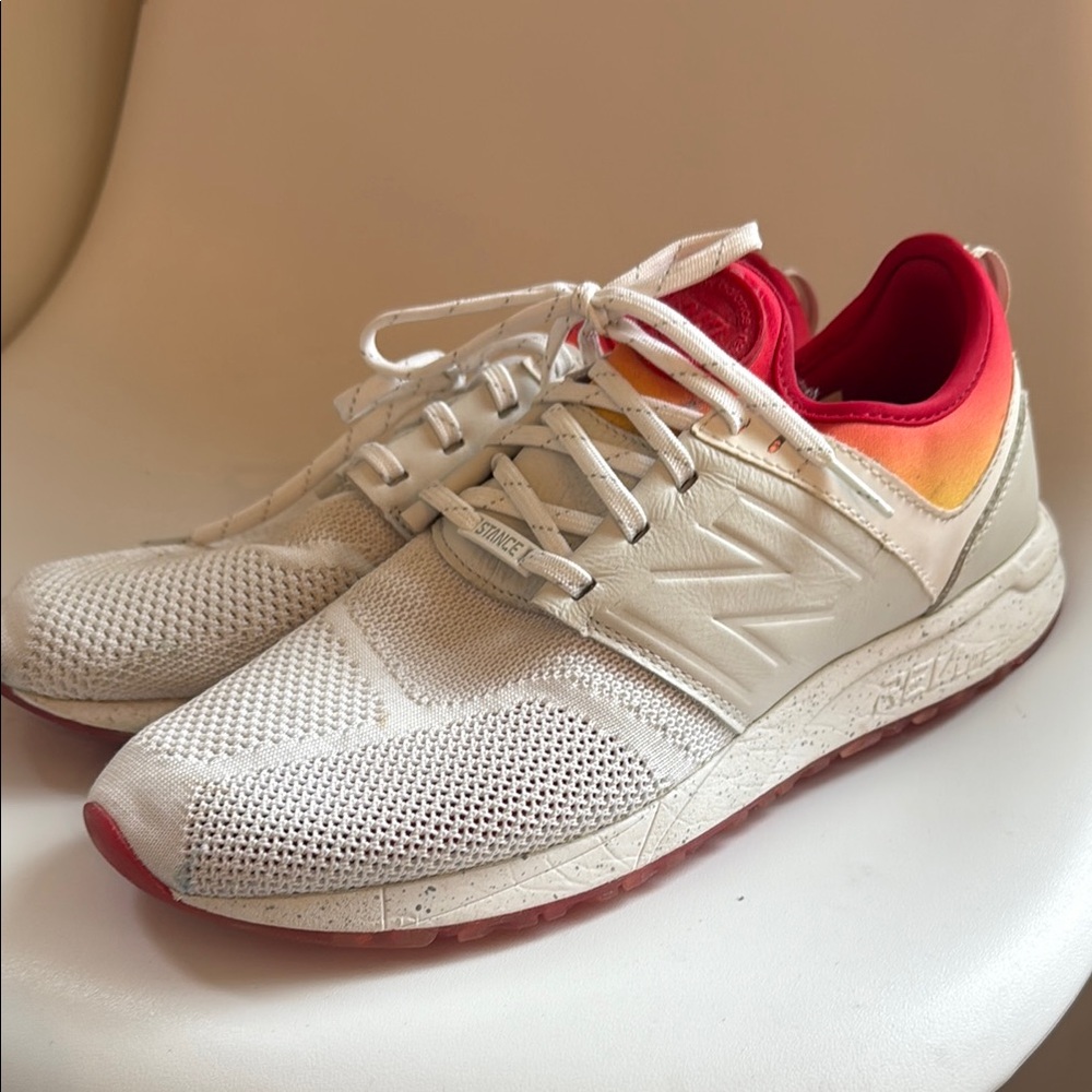 New Balance Stance White and Red Sneakers